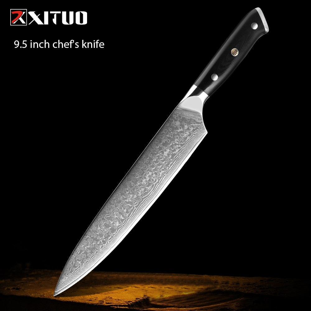 XITUO Damascus kitchen Knife 1-9PC 67 layers Japan Damascus steel Chef knife Sharp Sankotu Cleaver Boning Paring knife G10 handl