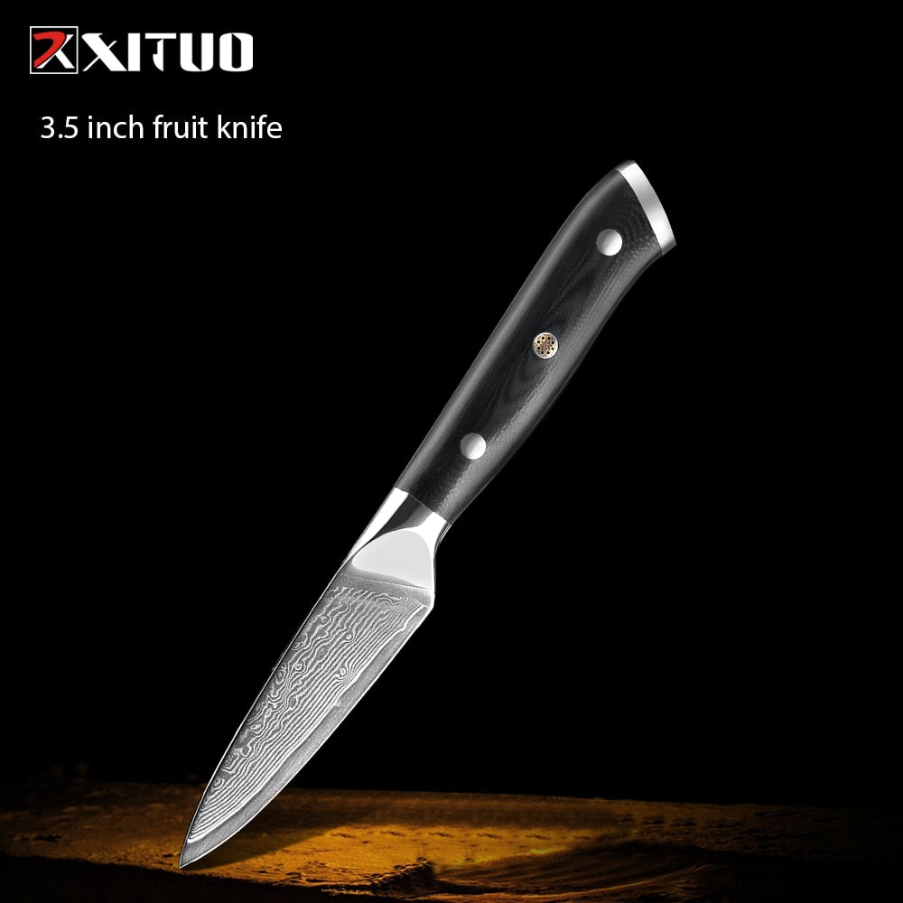 XITUO Damascus kitchen Knife 1-9PC 67 layers Japan Damascus steel Chef knife Sharp Sankotu Cleaver Boning Paring knife G10 handl