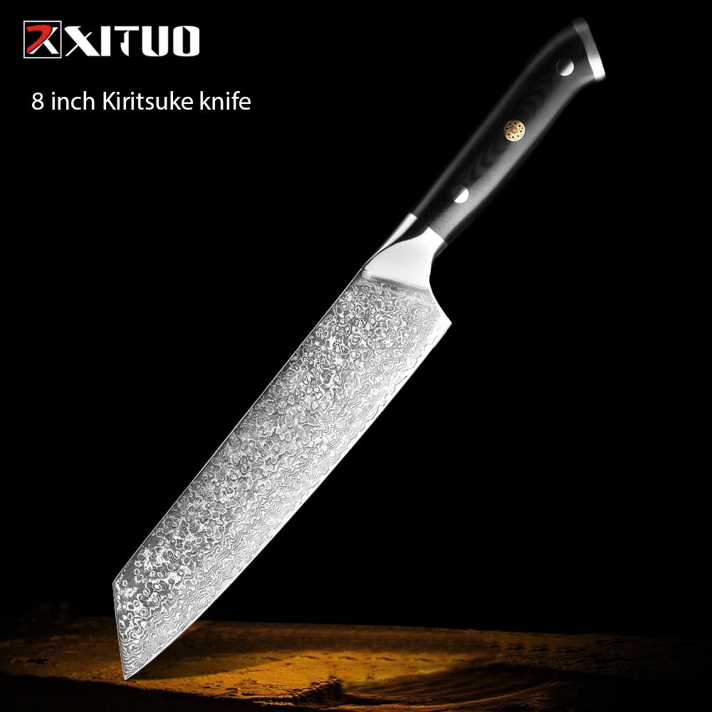 XITUO Damascus kitchen Knife 1-9PC 67 layers Japan Damascus steel Chef knife Sharp Sankotu Cleaver Boning Paring knife G10 handl