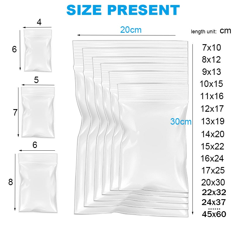 Transparent Plastic zip lock Self Sealing Bags